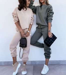 ชุดวอร์มผ้าฝ้ายมีฮู้ดสำหรับผู้หญิงชุดวอร์มสองชิ้นสำหรับฤดูหนาวออกแบบโลโก้ของคุณเอง - Product Image 5