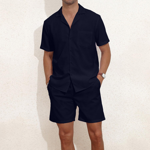 Men's <b>Sets</b> Wholesale Custom Printed Casual Casual Summer Co-ord Men's <b>Set</b> Short Sleeve Shirt And Shorts <b>Set</b> Walking Suits - Product Image 3