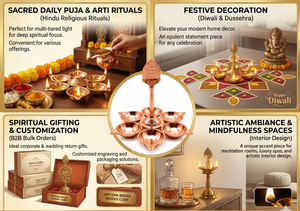 Lámpara de Aceite Shiv Ling de Cobre Puro de 6 Caras, Soporte para Lámpara Aarti, para Templo Hindú, Decoración del Hogar, Regalo de Diwali, Venta al por Mayor - Product Image 4