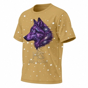 Top Demand Sustainable Cotton/<b>Polyester</b> Unisex Streetwear Golden Color Wolf Design Half-Sleeve T-<b>Shirt</b> Now Available Custom Logo - Product Image 2