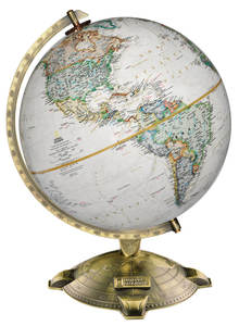 National Geographic <b>White</b> Ocean Tabletop Globe with Antique Bronze Metal Base and Full Meridian Ring - Product Image 6