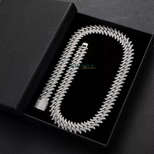 Collar de cadena de serpiente de plata S925 chapado en rodio para hombre con moissanita, corte brillante redondo, microincrustaciones, estilo hip-hop - Product Image 3