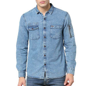 Chemise en jean pour homme de style streetwear haut de gamme, nouveau design, motifs unis et imprimés, qualité supérieure, best-seller et abordable - Product Image 1