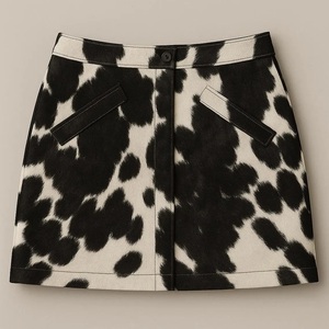 Falda de Cuero Genuino Personalizada de Alta Calidad para Mujer, con Pelo de Vaca, para la Temporada de Invierno - Product Image 6