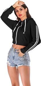 Survêtement 2 pièces en coton uni pour femmes, haut court et design personnalisé, ensemble de sport à la mode - Product Image 2