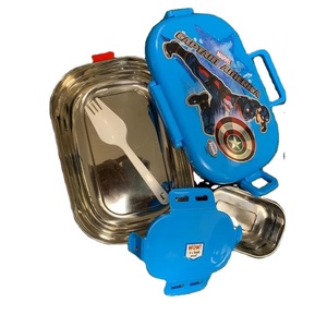 Boîtes à lunch pour enfants en acier inoxydable Elite, couleur bleue, durables, étanches, différentes formes, pour l'école, les étudiants, le bureau - Product Image 1