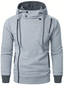 Custom Printed Unisex Gray Hooded Sweatshirt Regular Fit Casual Autumn Wear Breathable French Terry Fleece Zipper Closure - Product Image 4