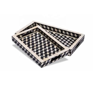 Plateau rectangulaire en incrustation d'os de haute qualité pour hôtel incrustation d'os servant cuisine plateau de Table basse plateau décoratif pour salon - Product Image 2