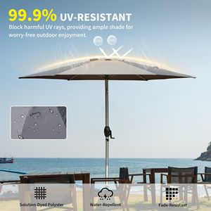 Ombrellone da Patio 7.5FT con Manovella e Pulsante di Inclinazione, Protezione UV, Impermeabile, per Esterni, con Base - Product Image 3