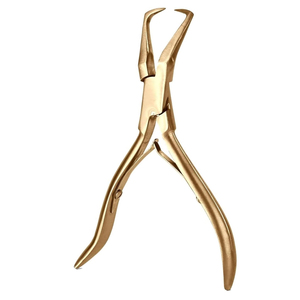 Pince de retrait d'extensions capillaires en acier inoxydable plaqué or, à pointe courbée, pour micro-anneaux, outils de décollement et de déchirure - Product Image 1