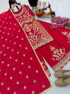 Collection Hiver/Été pour Femmes d'Antra Lifestyle : Salwar Kameez en Soie Sans Plis Longueur Genou, Style Indien et Pakistanais, avec Palazzo - Product Image 6