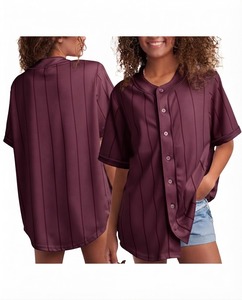 Maillot de baseball rayé jaune pour femme, manches courtes, coupe ample, boutons sur le devant, vêtements de sport, vêtements d'été - Product Image 2