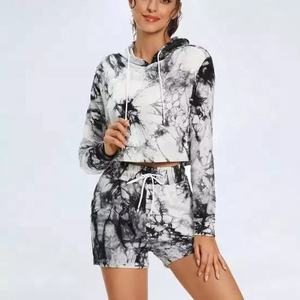 Sweat à capuche respirant grande taille pour femmes, top court tie dye, ensemble de yoga, survêtement ample pour tenue décontractée - Product Image 4