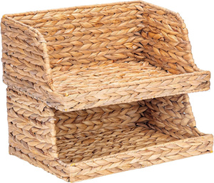 Water Hyacinth <b>Storage</b> <b>Baskets</b> with <b>Large</b> Open-Front for Kitchen, Decorative for Living Room - Product Image 1