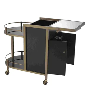 Chariot de rangement contemporain en métal fait main de luxe, écologique, avec étagères polyvalentes, roues durables et construction haut de gamme - Product Image 2