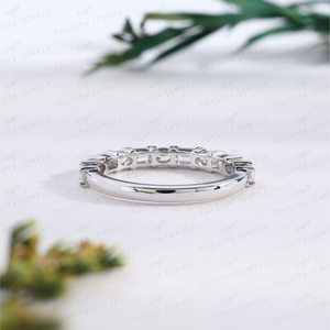 Oval Cut Eternity <b>Ring</b> Full Bezel Setting White Gold <b>Stacking</b> Wedding Band Modern Bridal Fine Jewelry <b>Ring</b> - Product Image 2