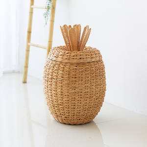 Nursery accent <b>rattan</b> <b>storage</b> baskets competitive price apple shape basket with removable lid - Product Image 4