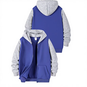 Baby Classic Color-Block Style Zip-<b>Up</b> Hooded Fleece Sweatshirt 100% Cotton Winter Knitted Reversible Windproof Comfortable - Product Image 1