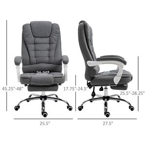 Sedia da Ufficio Ergonomica Grigio Scuro Certificata BIFMA, Sedia Direzionale con Poggiapiedi Retrattile, Altezza Regolabile, Reclinabile in PU - Product Image 3