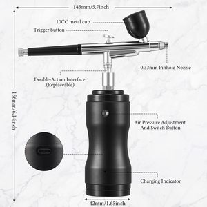 Kit aérographe sans fil rechargeable USB, pistolet de pulvérisation portable pour tatouage, maquillage des ongles, peinture, usage beauté - Product Image 2