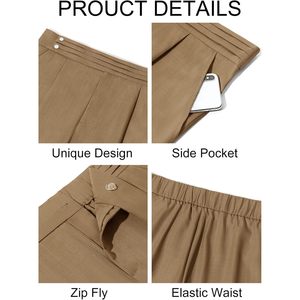 2025 <b>Men's</b> Slim Fit Dress Pants Pleated Elastic Waist <b>Corduroy</b> Chinos with Zipper Decor Business Casual Work <b>Suit</b> Slacks - Product Image 5