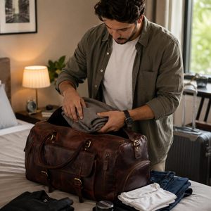 Premium Sinclair Buffalo Leather Duffle Bag | Vintage Travel & Weekender Bag | 24-inch | Spacious Interior with Adjustable Padd - Product Image 3