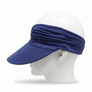 Gorra de Sol Unisex con Visera Azul Marino a Rayas, Corona Plegada, Ala Plana, para Playa, Verano, Ajustable, Venta al Por Mayor para Adultos - Product Image 2