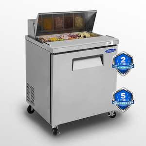 Table de préparation Orikool 29 pouces pour cuisine commerciale, équipement de réfrigération, table à sandwichs et salades, planche à découper en bois de boucher avec couvercle de protection - Product Image 2