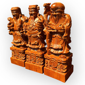 Estatua de los Tres Dioses de la Fortuna, Prosperidad y Longevidad, Tallada en Madera de Huong Sostenible, Marca Tam Viet, Figura Vietnamita Pulida - Product Image 6