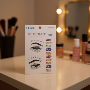 Adesivi viso glitterati ILAN con design occhi e strass per decorazioni di bellezza - Product Image 2