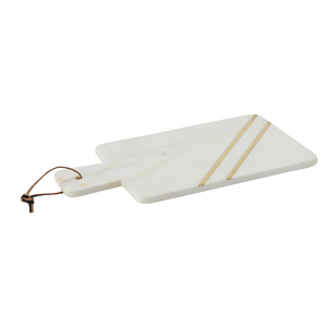 Planche à découper en marbre blanc, compatible lave-vaisselle, pour fruits et pâtisseries, avec détails en laiton, au prix le plus bas - Product Image 1