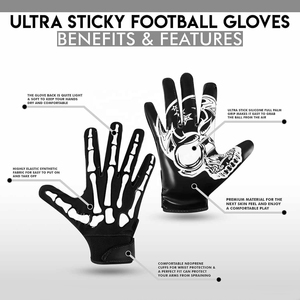 Gants de football américain pour wide receiver, adhérence en silicone super collante, légers, respirants, fermeture auto-agrippante, personnalisables - Product Image 6