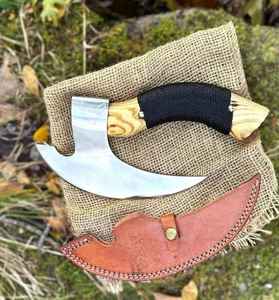 Couteau à pizza Viking en acier à haute teneur en carbone forgé à la main, gravé, de haute qualité, vente en gros, avec étui en cuir - Product Image 4