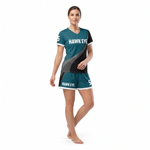 Maillot de football sublimé pour femme, col en V, manches courtes, coupe régulière, personnalisable pour équipe, 110 % polyester - Product Image 6
