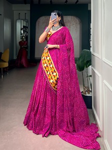 <b>Women</b> Traditional Cotton <b>Lehenga</b> Choli Set Floor Length Loose Fit India Pakistan Style Embroidered Wedding Wear - Product Image 5