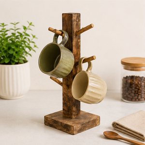 Wholesale Wooden Coffee Mug <b>Tree</b> Holder Natural Wood Tea Cup Hanging <b>Stand</b> With Removable Hooks Space-Saving Kitchen Storage - Product Image 2