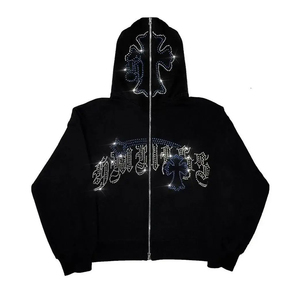 Sudadera con Capucha de Manga Larga para Hombre, Invierno, con Pedrería, 100% Algodón, Tela Suave Premium, Diseño Brillante, Talla Grande, Ecológica - Product Image 6