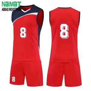 Custom Sleeveless Men Volleyball Uniform Quick Dry Sublimation Printed Red Navy Jersey and Shorts Set Team Wear - Product Image 1