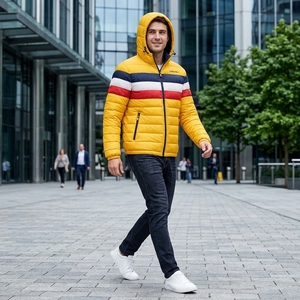 Men's <b>Yellow</b> Multicolor Hooded <b>Puffer</b> <b>Jacket</b> Quilted Winter Coat Warm Outdoor <b>Jacket</b> Wholesale ONE APEX Apparel - Product Image 5