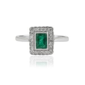 Trendy 925 Sterling <b>Silver</b> Octagon Cut Natural <b>Emerald</b> Gemstone Halo <b>Ring</b> Everyday Wear May Birthstone <b>Ring</b> fine Jewelry - Product Image 1