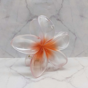 Pinces à cheveux en plastique - Accessoires capillaires floraux hawaïens, pétales translucides givrés, pour une ambiance tropicale parfaite pour les filles et les femmes - Product Image 1