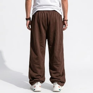 Pantalones de chándal de pana para hombre, de invierno, transpirables, con forro polar ecológico, de pierna ancha, ajuste holgado, con cordón, frente plano, tallas grandes - Product Image 2