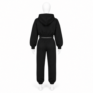 Custom Logo Women's Full <b>Zip</b> <b>Up</b> <b>Cropped</b> Hoodie Casual Long Sleeve Slim Fit Hooded Sweatshirt Plain Fleece Streetwear Gym Top - Product Image 4