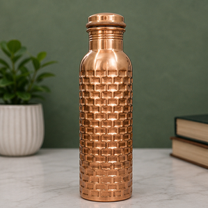 Recipiente de Cobre Puro con Patrón de Ladrillo Premium, con Tapa, para Bebidas, para Uso en el Hogar, Viajes y Fiestas - Product Image 5