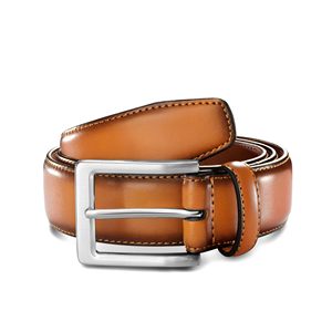 Ceinture habillée classique en cuir véritable pour homme, faite à la main, 100 % cuir de vachette, pour le travail, les affaires ou décontractée, avec logo personnalisé en acier - Product Image 4