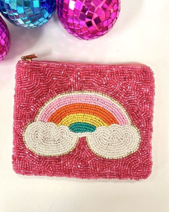 Handmade Beaded Rainbow Coin <b>Purse</b> Customized Shape <b>Pink</b> Cotton Textile Embroidery Craft Home Decoration - Product Image 6
