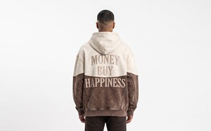 Custom Made Mens <b>Vintage</b> Acid Wash Brown Cream Color Block Pullover Hoodie Streetwear <b>Oversized</b> Distressed Fleece <b>Sweatshirt</b> Top - Product Image 6