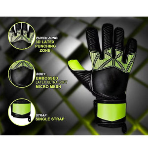 Daizen Star Football Goalkeeper <b>Gloves</b> Green <b>Black</b> <b>Latex</b> Material Full Finger Non Slip Breathable Waterproof Adjustable Hook - Product Image 5
