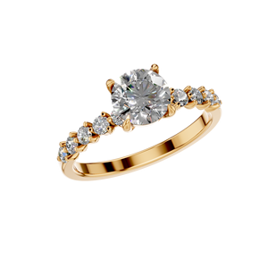 Bague de fiançailles personnalisable en or jaune 9K 14K 18K avec diamant de laboratoire taille ronde 1 carat, clarté VVS2, certifié IGI, excellente taille - Product Image 6