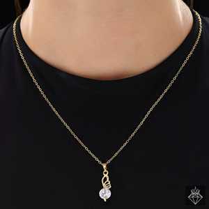 ชุดสร้อยคอและต่างหูประดับเพชรเม็ดเดี่ยวป้องกันการเสื่อมเสียของปราโอะ - Product Image 4